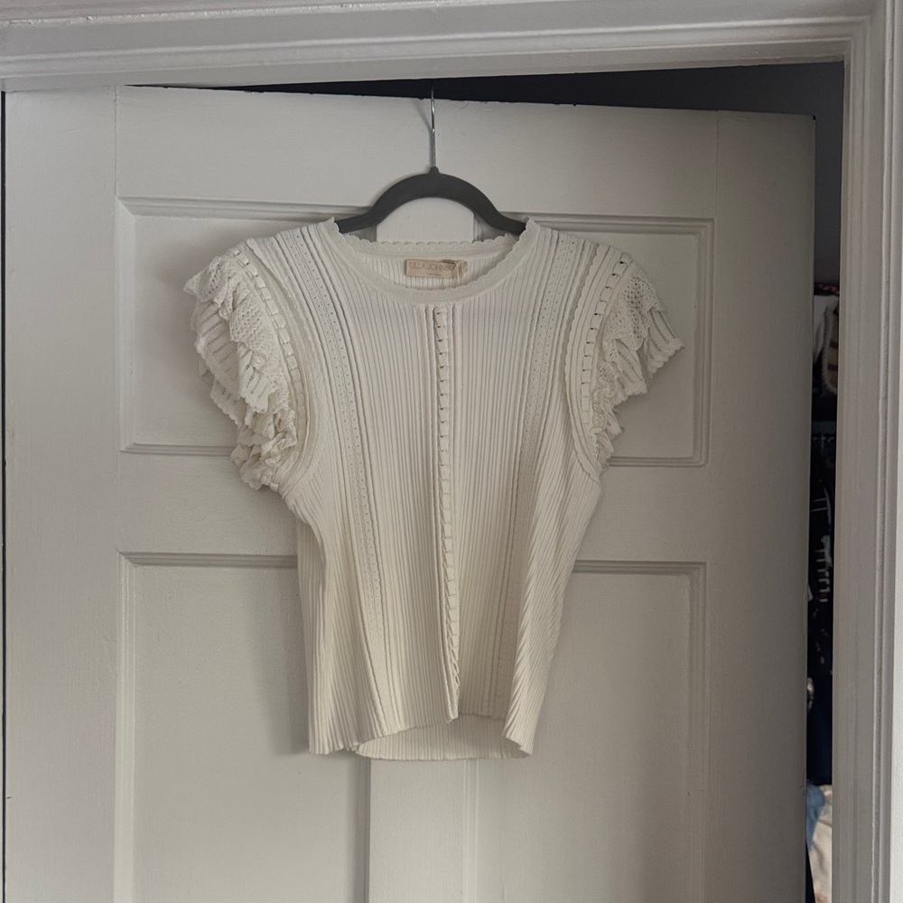 Cream Ruffle Sleeve Knit Top - Ulla Johnson